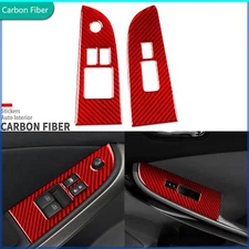 Red Carbon Fiber Window Lift Switch Panel Cover For Nissan Altima Teana 2008-12