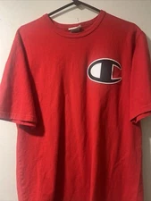 Champion Mens Red Big C Logo Tee Shirt Short Sleeve Streetwear Large 