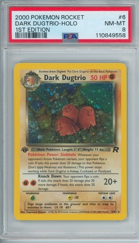 2000 Pokemon Team Rocket Dark Dugtrio 1st Edition HOLO PSA 8 Fresh Grade #8
