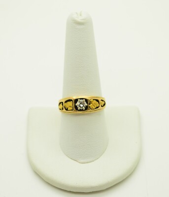 14k Yellow Gold Unique Design Ring With CZ Gemstone SIZE 9.5 GOLD-2359