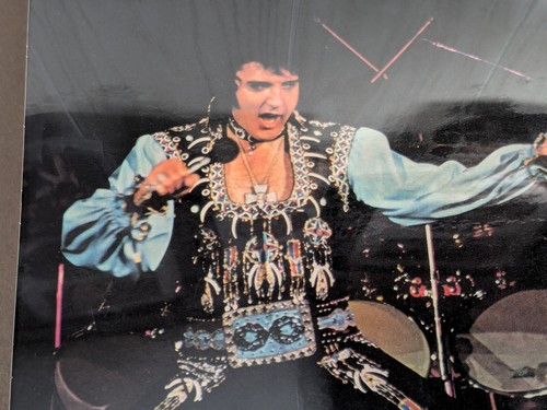 Framed Elvis Performing Cutout - Microphone & Strut Pose, Vintage Music Art - Picture 3 of 6