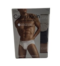 Calvin Klein Men's Underwear Cotton Stretch 3- Pack Hip Brief, Multicolor- Large