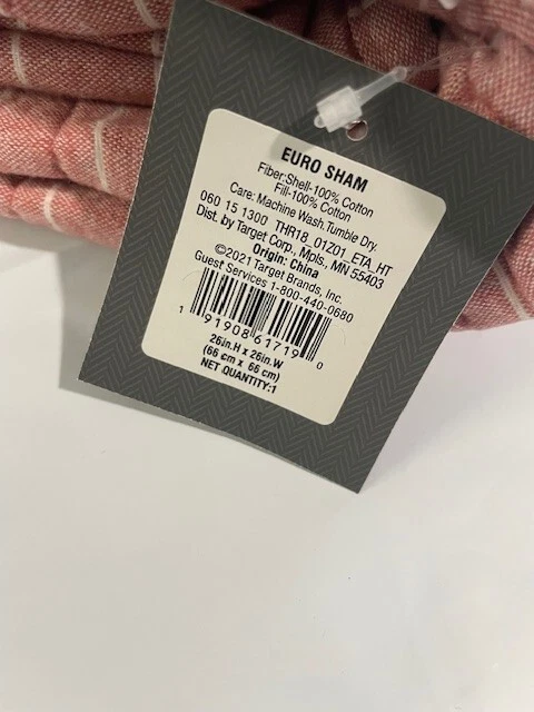 Umbral Franela Rayas Bayas Estándar Almohada Falsa Nuevo Rojo 100% Algodón 26x26 Foto 3 de 4