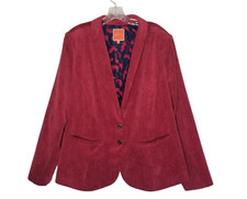 Modcloth Womens 4x Raspberry Mauve Long Sleeves 2-button Corduroy Blazer Jacket