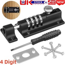 4 Digit Combination Sliding Keyless Lock Security Pad Bolt Garden Door/Shed/Gate