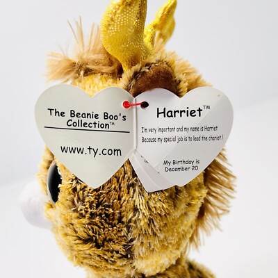 Rare Ty Beanie Boo Plush Toy Harriet the Horse with Gold