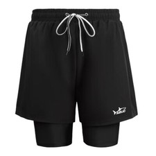 Mens Swimwear Double-Layer With Adjustable Drawstring Men's Elastic Swimwear