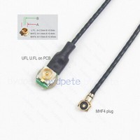  MHF4 MHF 4 plug right angle RA to U.FL UFL on PCB Pigtail Coaxial Coax cable IPX 