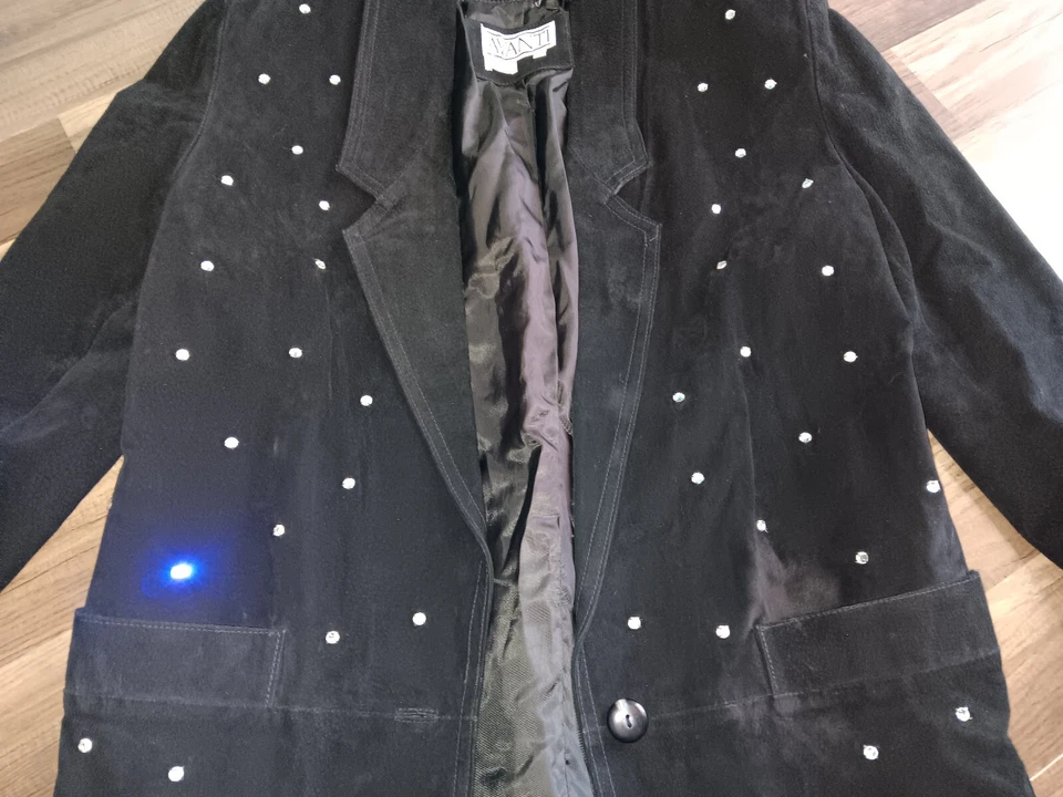 VTG AVANTI Genuine suede men M-size black blazer rhinestones decorated jacket - Image 4 of 4