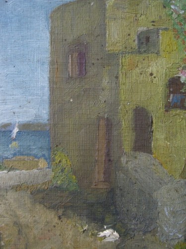 M. Putz Signed° Oil Painting Mediterranean Miniartur Antique Girl At Sea Frame - Picture 4 of 6