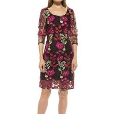 Alexia Admor Mylene Dress 2 Black Red Mesh Embroidered Floral Cocktail Romantic