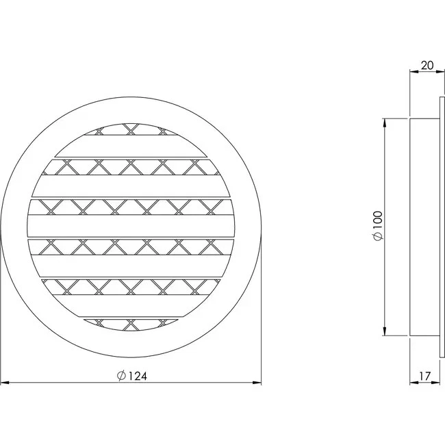 Grille aluminium Ø 100 mm beige - MRA100Y - RAL1015 - Photo 2/2