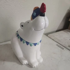 Rare Vintage Coco Dowley Cookie Jar~Polar Bear & Fish~Certified International