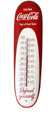 Coca Cola Coke Sign of Good Taste cigar Thermometer 30" Original Vintage 1950s
