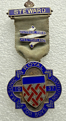 1937 Freimaurer Sterlingsilber Steward Juwel - RMBI Cumberland Westmorland - 24,9 g