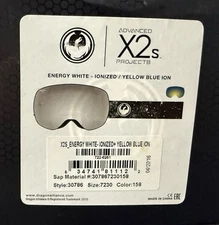 Dragon Alliance X2S Knight rider Snow Goggles ENERGY WHITE- YELLOW BLUE ION M/W