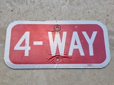 4-WAY Sign 12” X 6” Authentic Original Metal Road Street Traffic Mancave