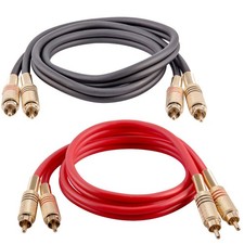 Speakers Dual 2-RCA Audio Patch Cables, Male to Male, Black and Red, 3 Foot, ...