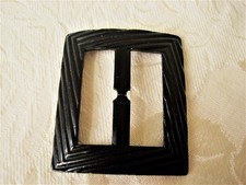 Vintage Art Deco Black Celluloid Plastic Slide Buckle 2 x 2 1/4 In. .KJ