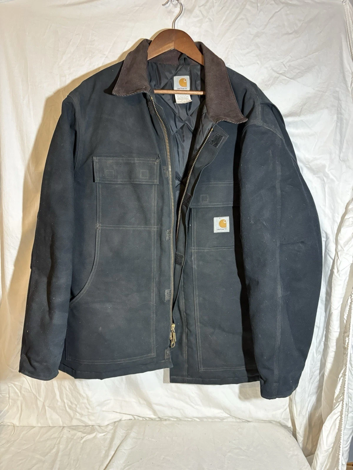 Carhartt Arctic Corduroy Collar Jacket Black Vintage1990s J02 BLK Large/XL - product detail image 1