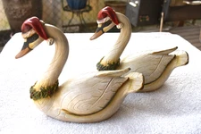 Tii Collections Set Of 2 Holiday Christmas Resin Duck Goose Swan Figurines