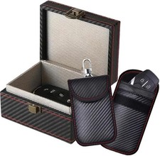 RFID Car Key Signal Blocking BOX 2 POUCHES Faraday Key Fob Protector Anti-Theft