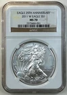 25th Anniversary 2011 W Burnished American Silver Eagle 1 oz. NGC MS 70