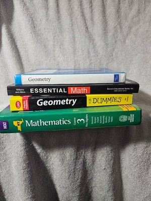 Lot of 4 Math Books Pre-Algebra Geometry Holt Barron s Pacemaker Dummies Clean
