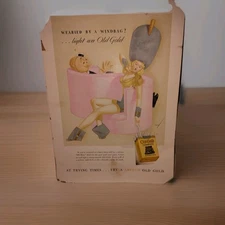 Vintage Old Gold Cigarettes Advertising Sign - 1940s Cardboard Display