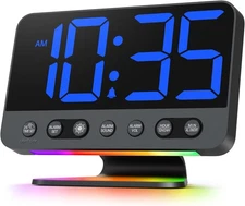 Digital Alarm Clocks for Bedrooms: Large Bold Number 5 Brightness Dimmer - Easy 