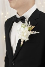 Ivory White Cream Boutonniere For Men Wedding Groom Rose Flowers 1 PCS