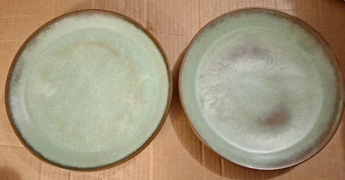 VINTAGE LOT OF 2 FRANKOMA Prarie GREEN 6F DINNER PLATES 10 INCHES