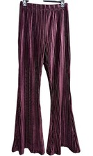 Wild Fable Women  s Velvet Bell Bottom Flare Pants Deep Burgundy Sz S High Waist