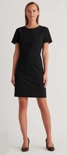 Quince sz. 4 Small Black Wool Dress Career Party Minimalist Classic Special
