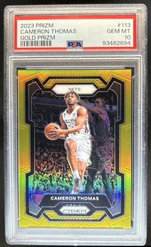 2023-24 Panini Prizm Cameron Thomas Prizm Gold #/10 Nets PSA 10 GEM MINT