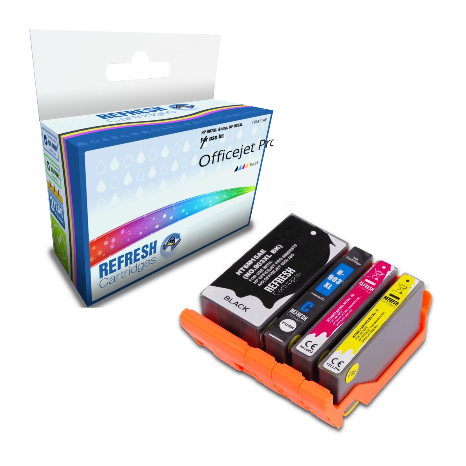Refresh Cartridges Everyday Value Pack 4x 907XL/903XL Ink Compatible With HP