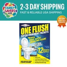 12 Packets of ONE FLUSH: Powerful Septic Treatment for Efficient System Care
