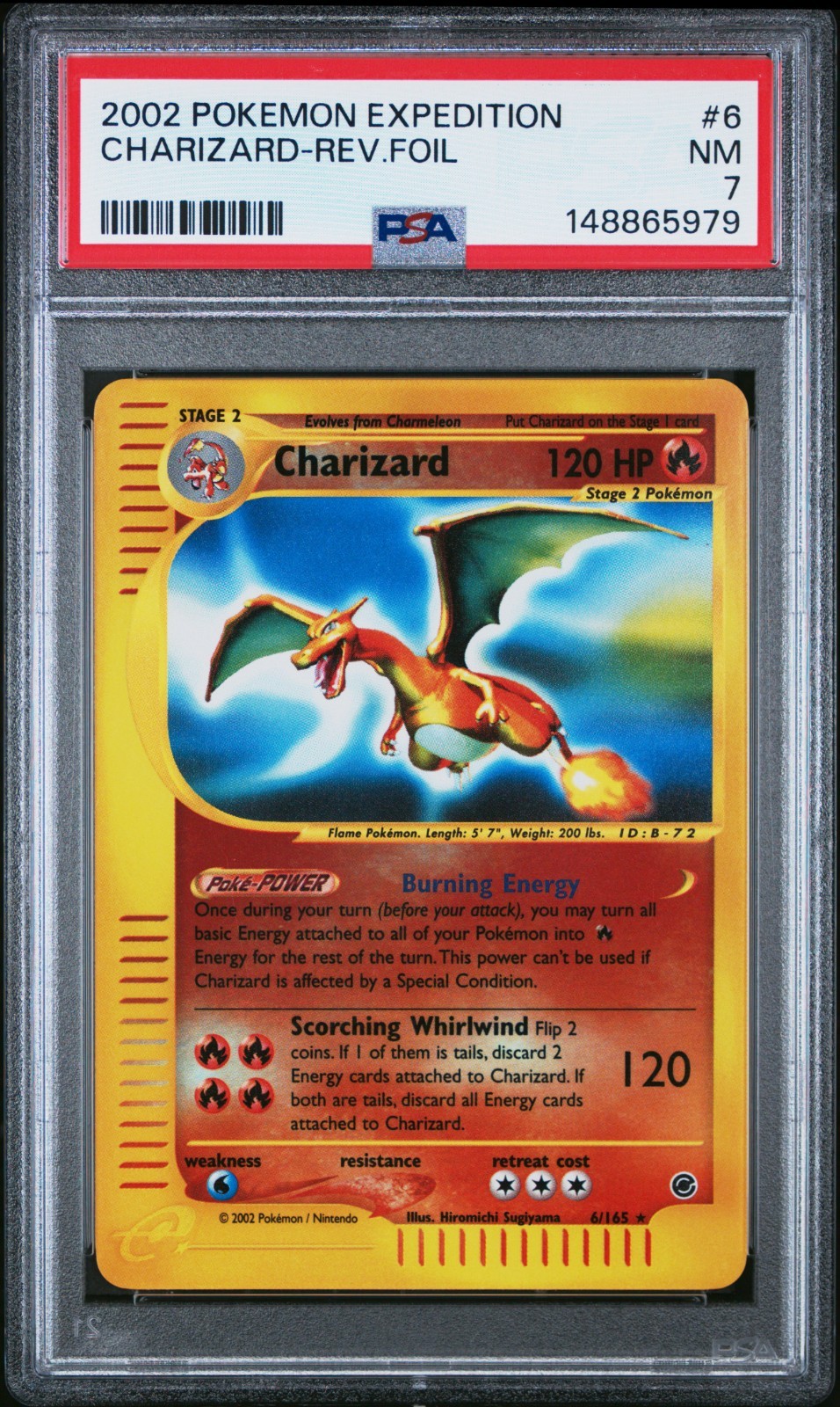 CHARIZARD Reverse Foil #6 PSA 7 • 2002 Pokemon Expedition Near Mint
