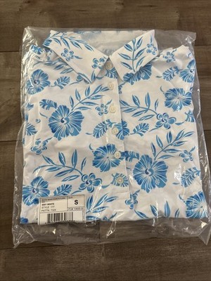 Sentry Insurance- Blue And White Floral Hawaiian Shirt. Size Small