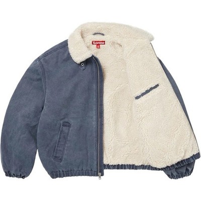 NEW Supreme Faux Shearling Lined Bomber Jacket Navy (FW25) Size