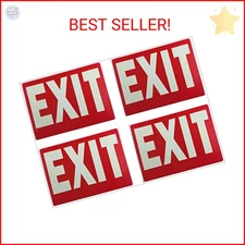 Exit Sign Glow-in-The-Dark Exit Sign, 12 by 8 Inches, Photoluminescent By natrac