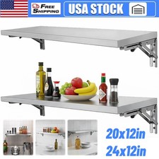 Stainless Steel Folding Wall Shelf 24x12" for Kitchen Garage Laundry Restaurant