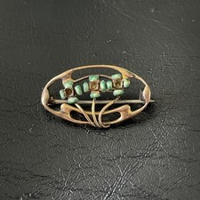 Antique Enamel 4 Leaf Clover Rolled Gold Pin Missing Stones Prongs OK REPAIR