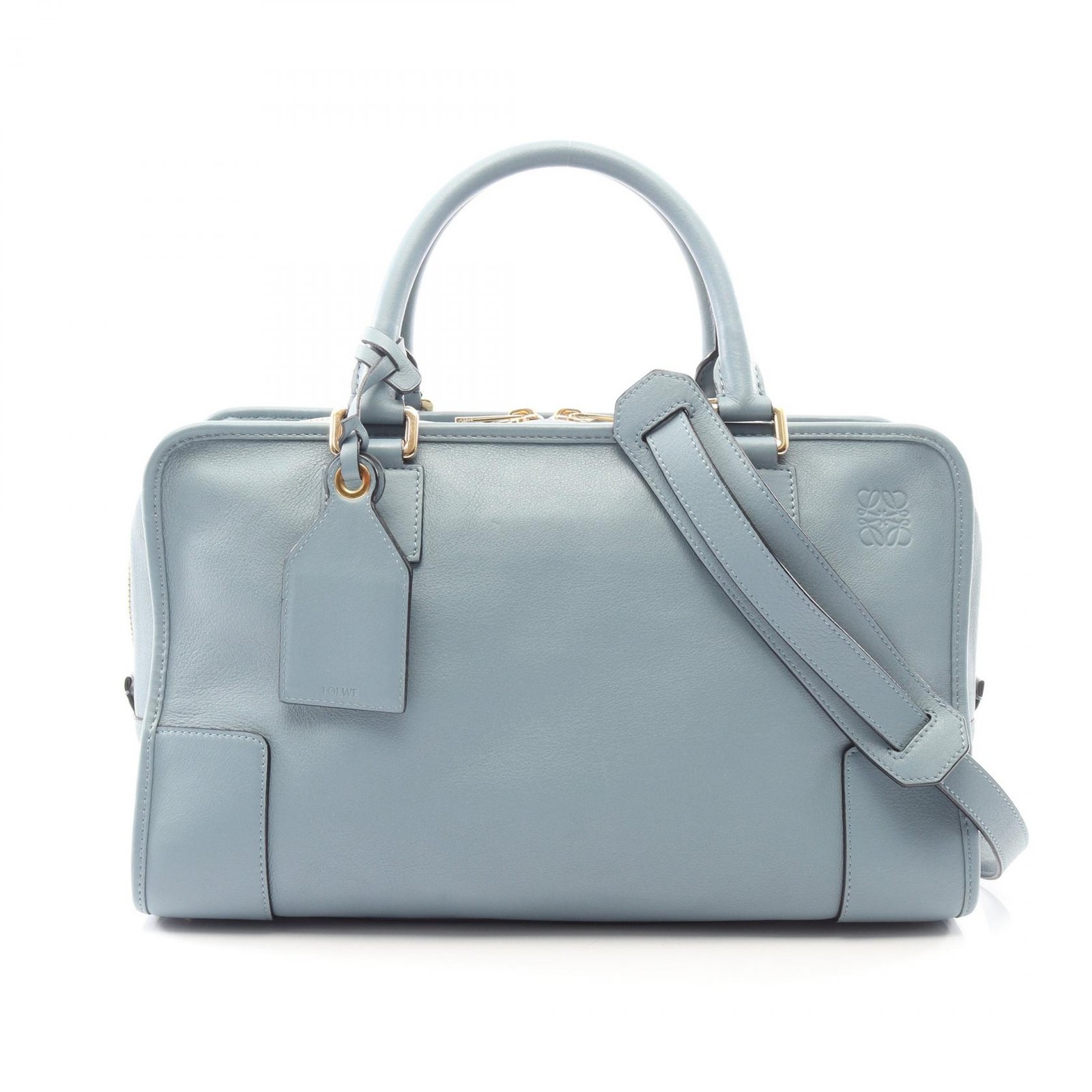LOEWE Amazona 36 Crossbody Shoulder Handbag leather Blue Used Women