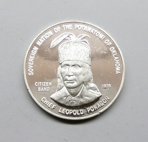 1976 Sovereign Nation Potawatomi of Oklahoma Indian Tribe  .999 Silver Proof Rd