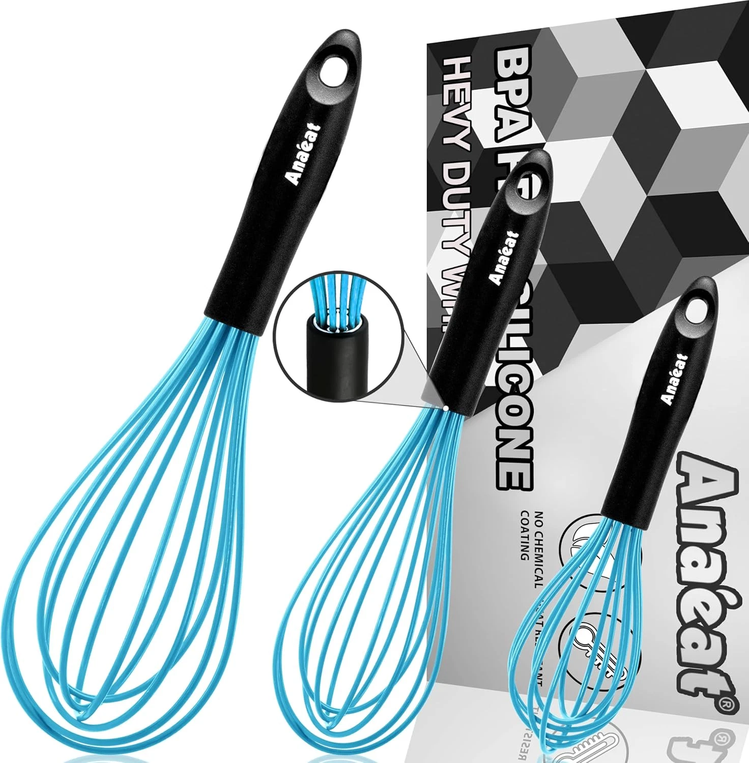 Silicone Balloon Whisk, Perfect for Non-Stick Cookware,Milk & Egg Beater Blender