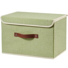 Storage Boxes with Lids Cotton Linen Fabric Bins Baskets  Decorative Collaps...
