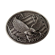 Nocona Men's Oval Proud Patriot Antique Silver Belt Buckle 37954