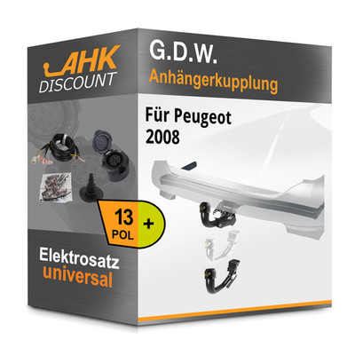 Für Peugeot 2008 2013-2019 G.D.W. Anhängekupplung abnehmbar + 13polig E-Satz NEU