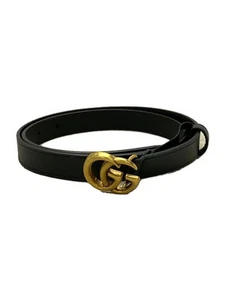 Ceinture femme GUCCI GG Marmont boucle dorée cuir noir 409417 occasion